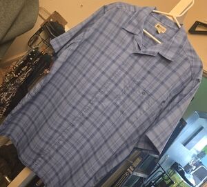 Casual Blue Checkered Button-Down Shirt